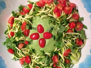 RAW ZUCCHINI PASTA WITH PINE NUT PESTO